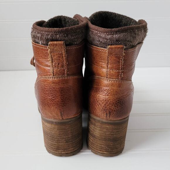 Bull Boxer Boots Size 9M Brown Leather Combat Carmen Lace Up Chunky Heel Lug - Picture 6 of 15